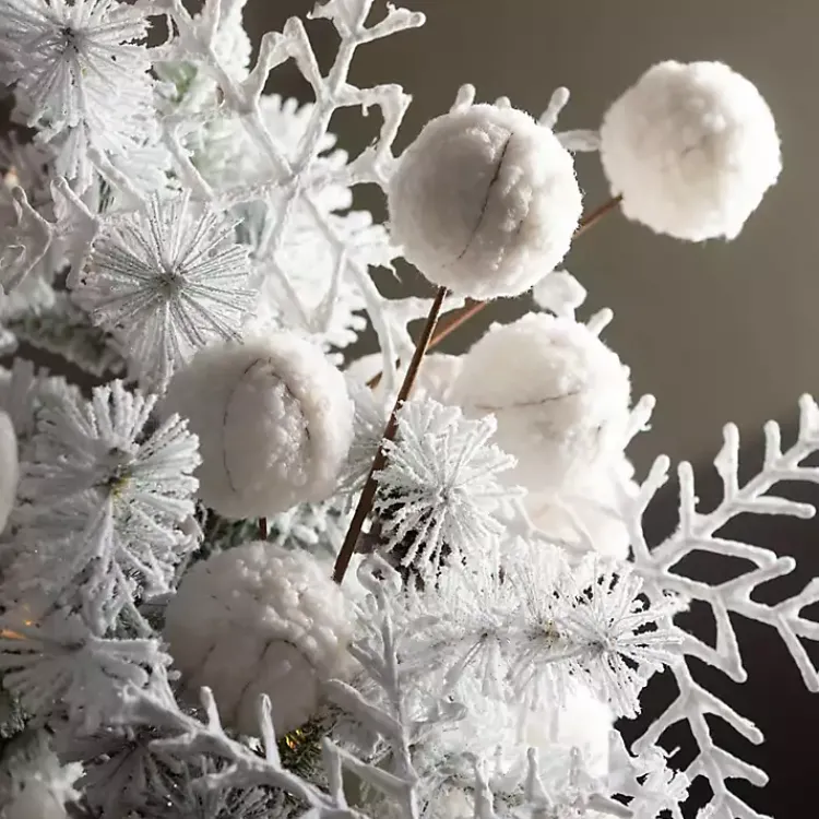 Sale Cream Sherpa Ball Christmas Spray Stems, Set of 3 Christmas Tree Decorations
