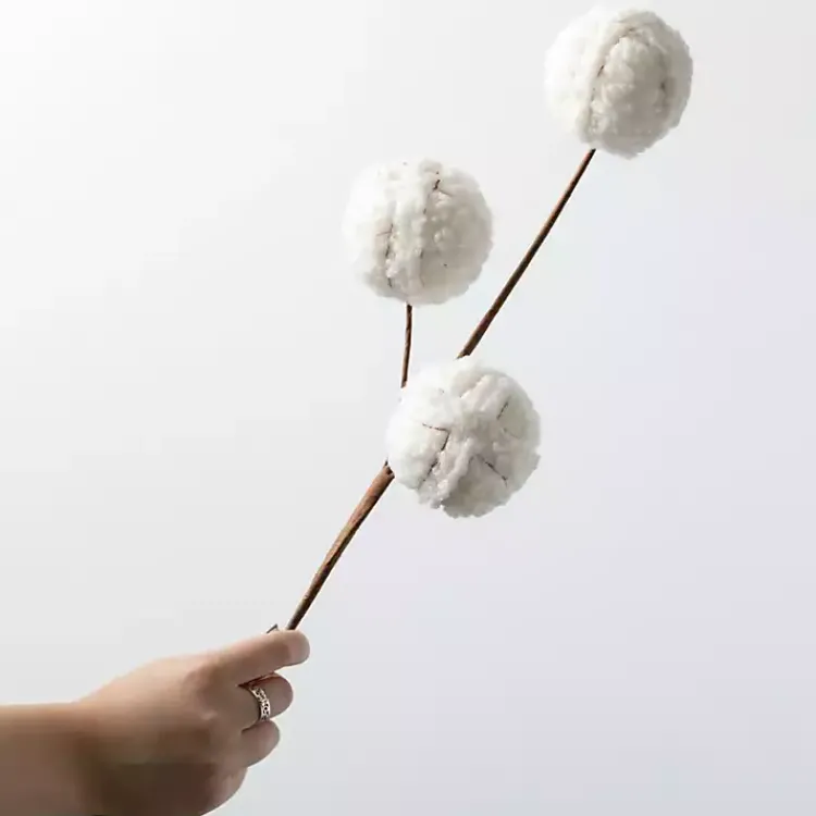 Sale Cream Sherpa Ball Christmas Spray Stems, Set of 3 Christmas Tree Decorations