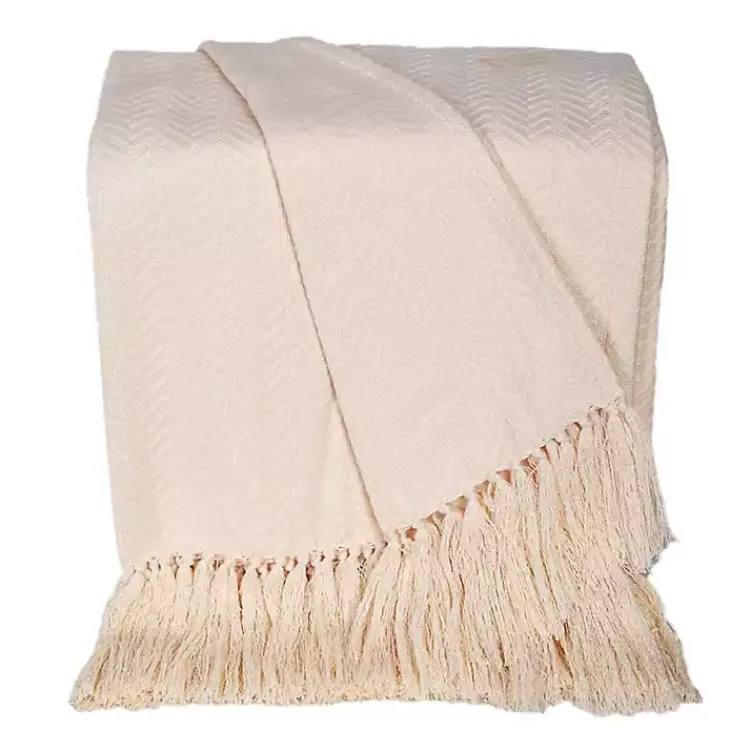 Hot Cream Simple Chevron Tassel Throw Blankets & Throws