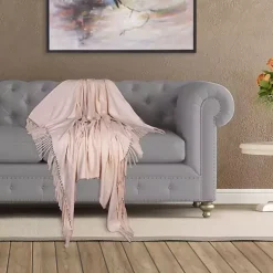 Hot Cream Simple Chevron Tassel Throw Blankets & Throws