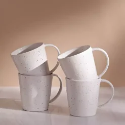 Kirklands Home Glassware & Drinkware|Cream Simple Things Mugs, Set of 4 Ivory