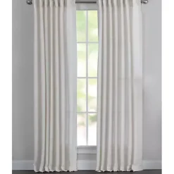 Kirklands Home Curtains & Drapes|Cream Solid Pleated Single Curtain Panel, 84 in. White