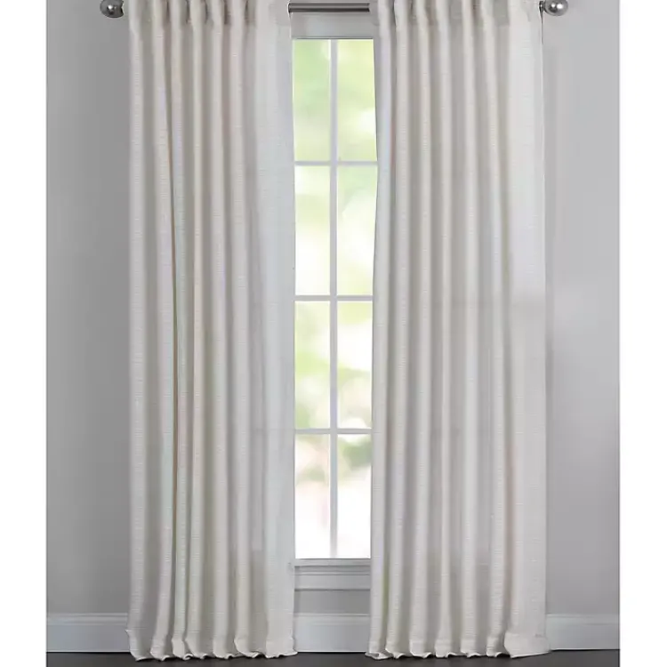 Kirklands Home Curtains & Drapes|Cream Solid Pleated Single Curtain Panel, 84 in. White