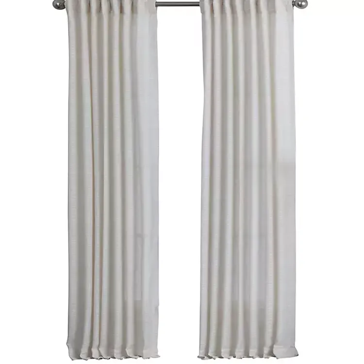 Kirklands Home Curtains & Drapes|Cream Solid Pleated Single Curtain Panel, 84 in. White
