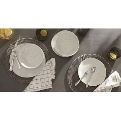 Kirklands Home Dinnerware|Cream Terrazzo 12-pc. Melamine Dinnerware Set Ivory