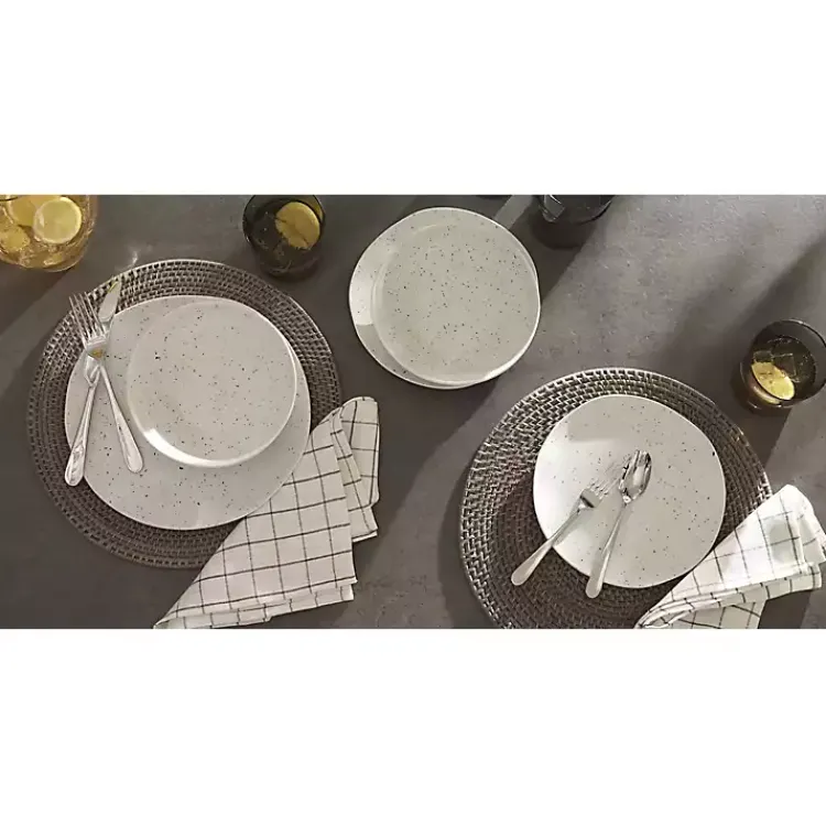 Kirklands Home Dinnerware|Cream Terrazzo 12-pc. Melamine Dinnerware Set Ivory