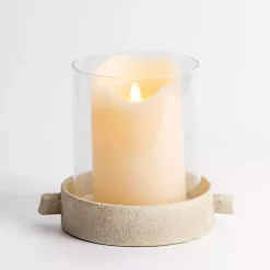 Outlet Cream Textured Base Hurricane, 7 in. Candle Holders