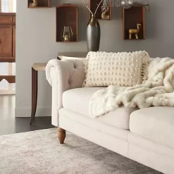 Clearance Cream Textured Poms Lumbar Pillow Pillows