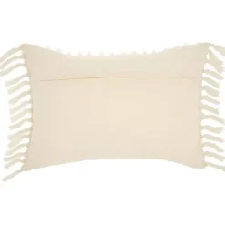 Clearance Cream Textured Poms Lumbar Pillow Pillows
