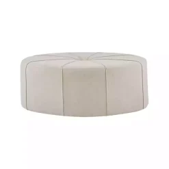 Kirklands Home Benches & Ottomans|Cream Thick Welting Center Button Oval Ottoman Ivory