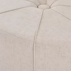 Kirklands Home Benches & Ottomans|Cream Thick Welting Center Button Oval Ottoman Ivory
