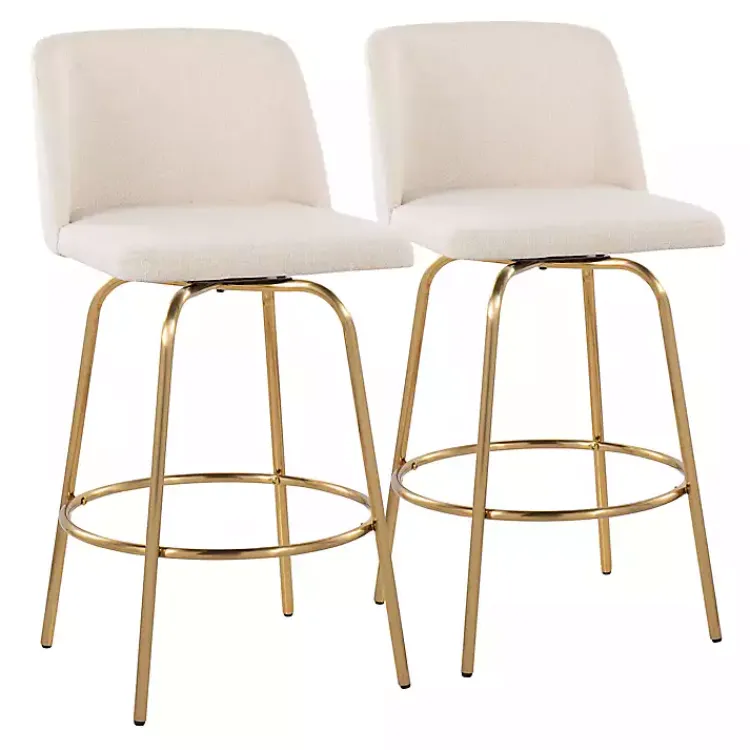 Kirklands Home Bar Stools & Counter Height Stools|Cream Torino Gold Leg Counter Stools, Set of 2 Ivory