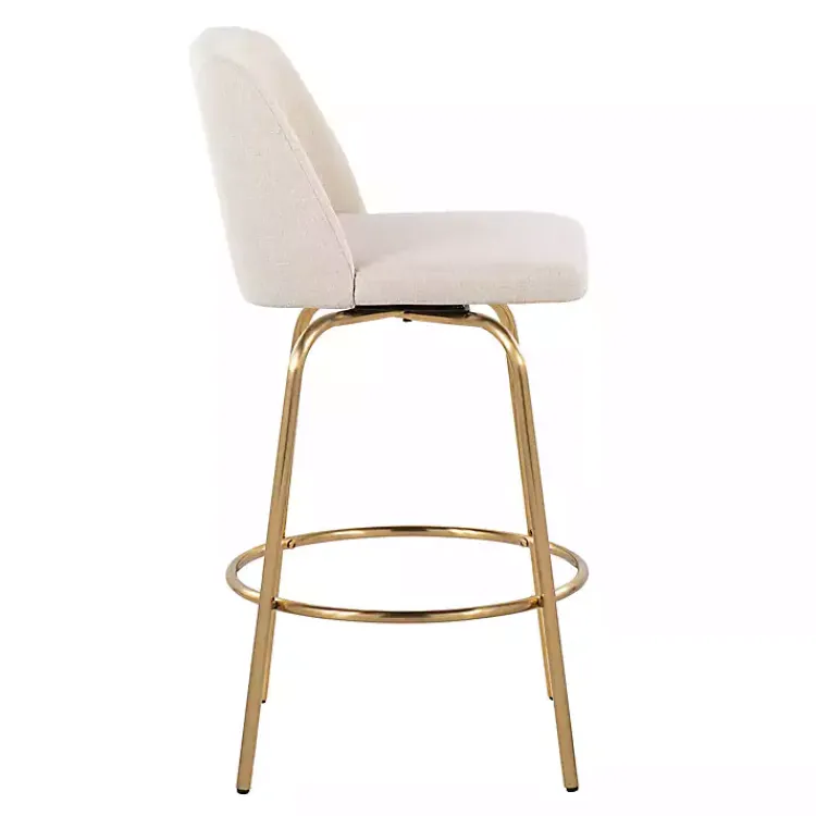 Kirklands Home Bar Stools & Counter Height Stools|Cream Torino Gold Leg Counter Stools, Set of 2 Ivory