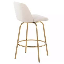 Kirklands Home Bar Stools & Counter Height Stools|Cream Torino Gold Leg Counter Stools, Set of 2 Ivory