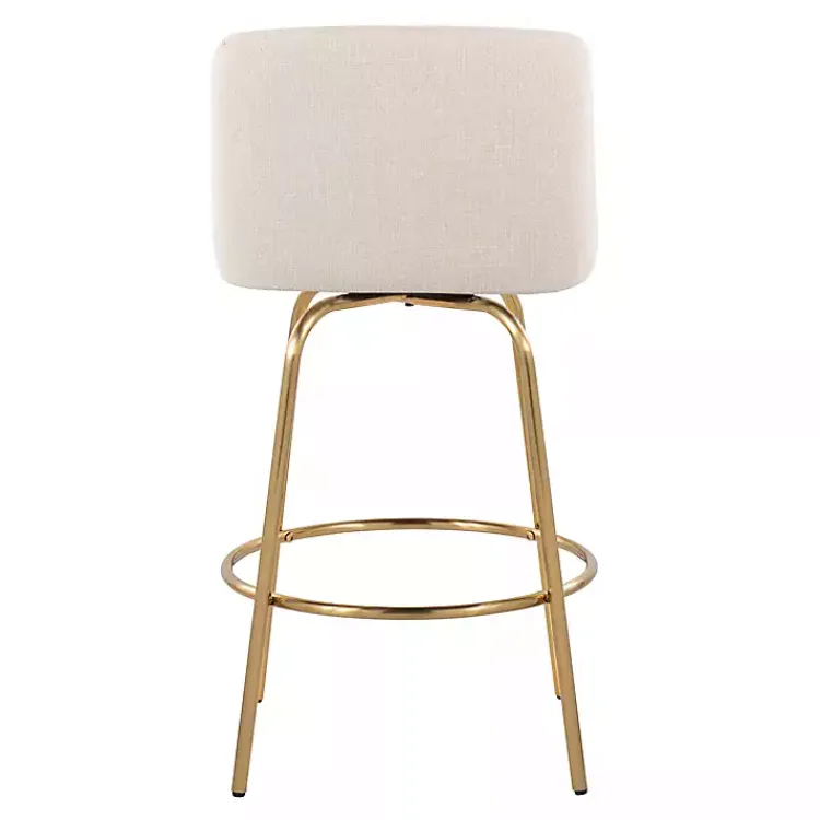 Kirklands Home Bar Stools & Counter Height Stools|Cream Torino Gold Leg Counter Stools, Set of 2 Ivory