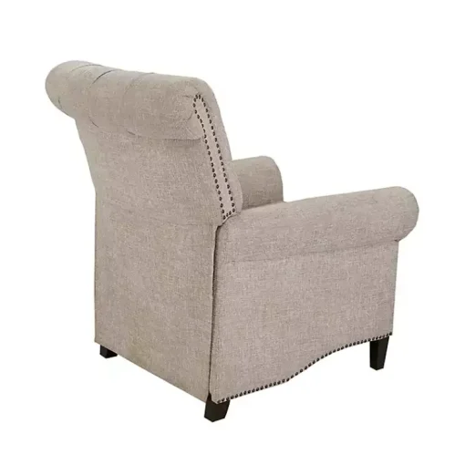 Kirklands Home Accent Chairs|Cream Tufted Back Nailhead Trim Recliner Armchair Ivory