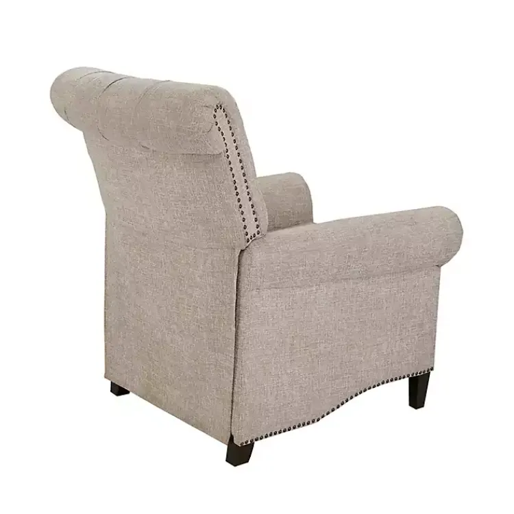 Kirklands Home Accent Chairs|Cream Tufted Back Nailhead Trim Recliner Armchair Ivory