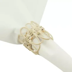 Kirklands Home Table Linens|Cream Twisted Rattan Napkin Rings, Set of 4 White