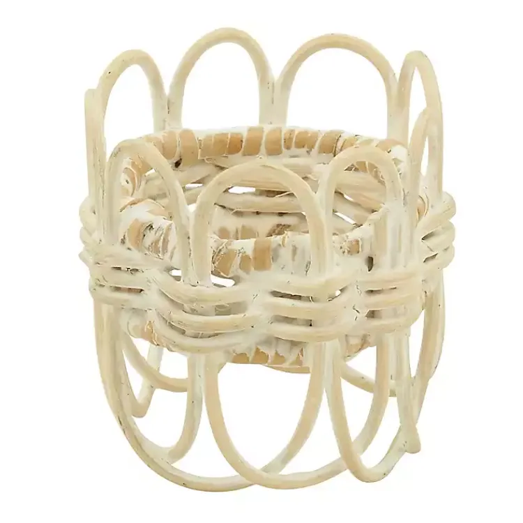 Kirklands Home Table Linens|Cream Twisted Rattan Napkin Rings, Set of 4 White