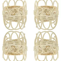 Kirklands Home Table Linens|Cream Twisted Rattan Napkin Rings, Set of 4 White