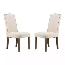 Kirklands Home Dining Chairs|Cream Upholstered Armless Dining Chairs, Set of 2 Ivory