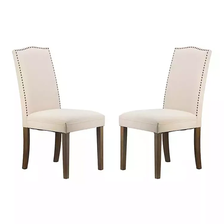 Kirklands Home Dining Chairs|Cream Upholstered Armless Dining Chairs, Set of 2 Ivory