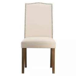 Kirklands Home Dining Chairs|Cream Upholstered Armless Dining Chairs, Set of 2 Ivory