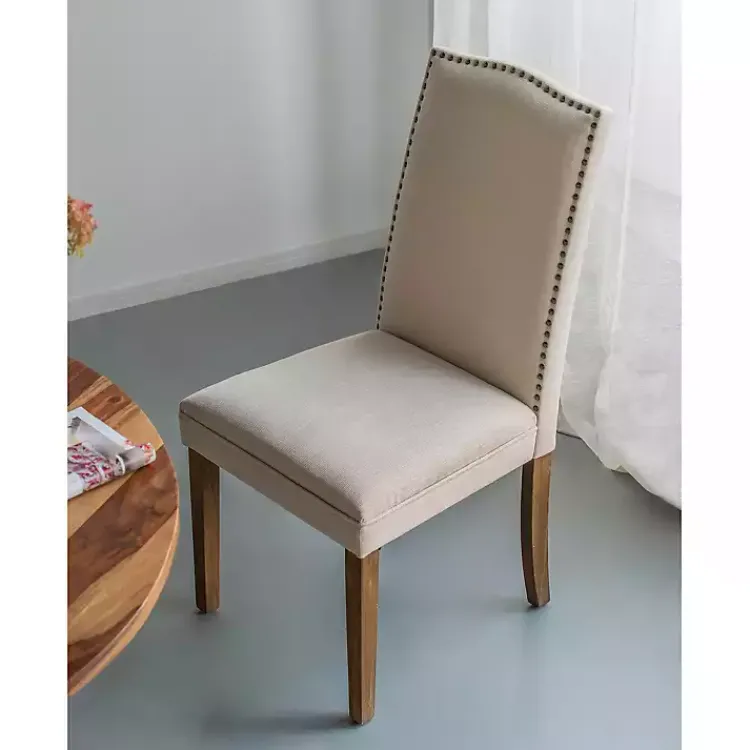 Kirklands Home Dining Chairs|Cream Upholstered Armless Dining Chairs, Set of 2 Ivory