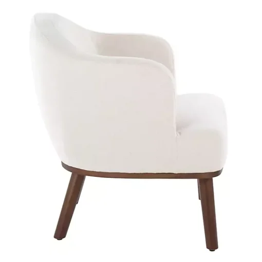 Kirklands Home Accent Chairs|Cream Upholstered Midcentury Modern Accent Chair Ivory