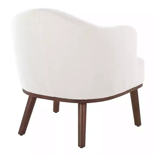 Kirklands Home Accent Chairs|Cream Upholstered Midcentury Modern Accent Chair Ivory