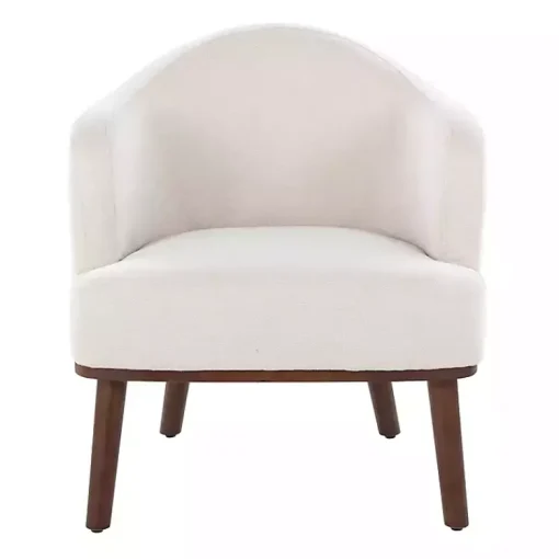 Kirklands Home Accent Chairs|Cream Upholstered Midcentury Modern Accent Chair Ivory