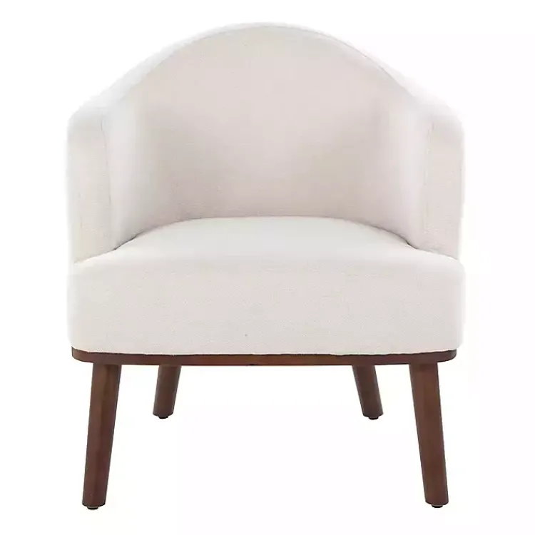 Kirklands Home Accent Chairs|Cream Upholstered Midcentury Modern Accent Chair Ivory