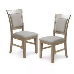 Kirklands Home Dining Chairs|Cream Upholstered Rustic Dining Chairs, Set of 2 Tan