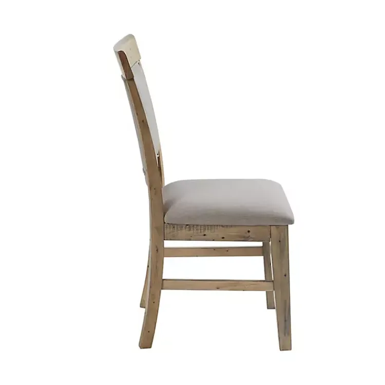 Kirklands Home Dining Chairs|Cream Upholstered Rustic Dining Chairs, Set of 2 Tan