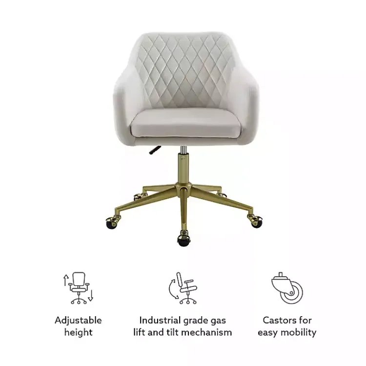 Kirklands Home Office Furniture|Cream Upholstered Tufted Swivel Office Chair Ivory