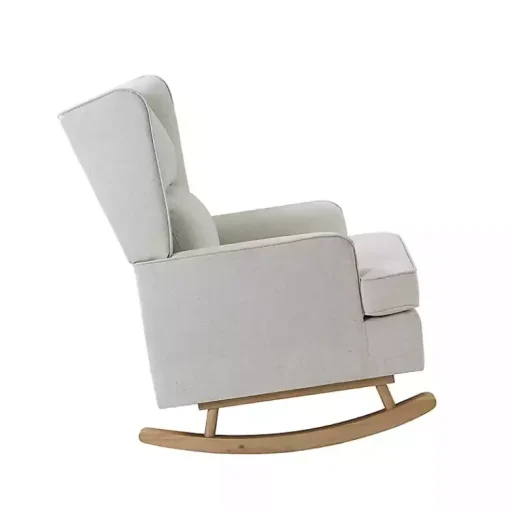 Kirklands Home Accent Chairs|Cream Upholstered Wingback Rocking Chair Ivory