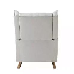 Kirklands Home Accent Chairs|Cream Upholstered Wingback Rocking Chair Ivory
