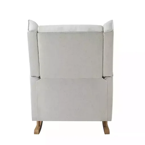 Kirklands Home Accent Chairs|Cream Upholstered Wingback Rocking Chair Ivory