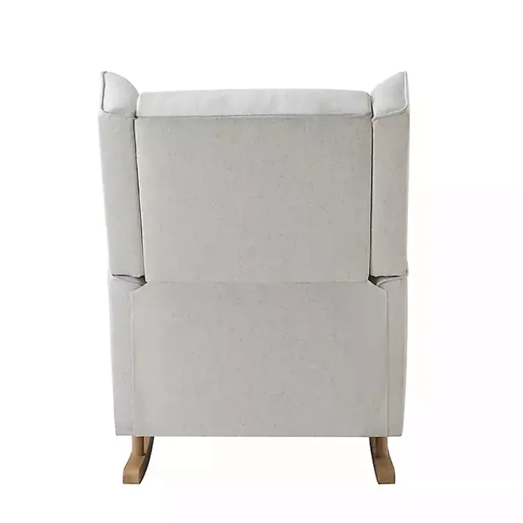 Kirklands Home Accent Chairs|Cream Upholstered Wingback Rocking Chair Ivory