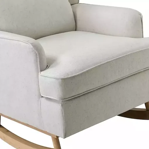 Kirklands Home Accent Chairs|Cream Upholstered Wingback Rocking Chair Ivory