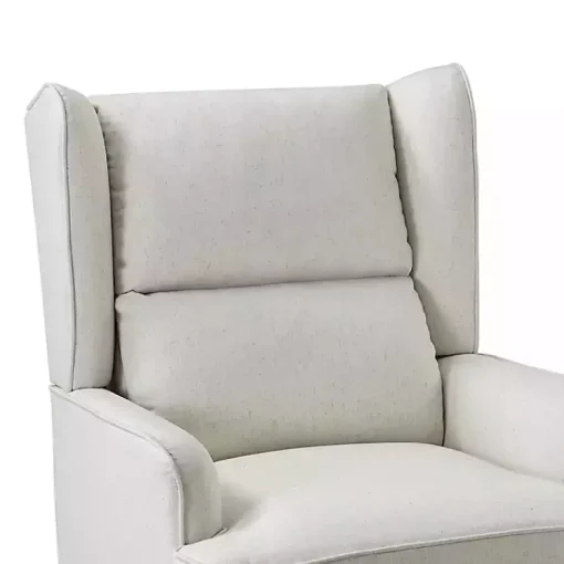 Kirklands Home Accent Chairs|Cream Upholstered Wingback Rocking Chair Ivory