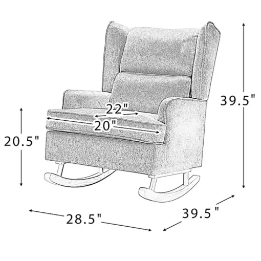 Kirklands Home Accent Chairs|Cream Upholstered Wingback Rocking Chair Ivory