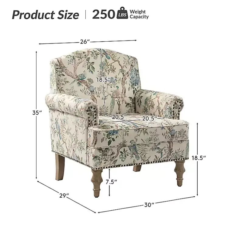 Kirklands Home Accent Chairs|Cream Vintage Birds Traditional Accent Chair