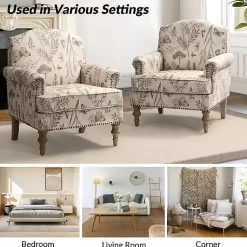 Kirklands Home Accent Chairs|Cream Vintage Birds Traditional Accent Chair
