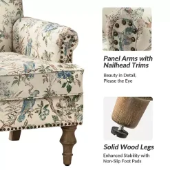 Kirklands Home Accent Chairs|Cream Vintage Birds Traditional Accent Chair