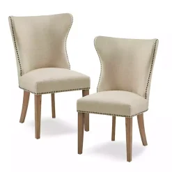 Kirklands Home Dining Chairs|Cream Wing Back Nailhead Dining Chairs, Set of 2 Ivory