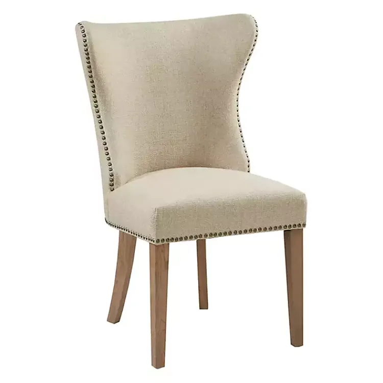 Kirklands Home Dining Chairs|Cream Wing Back Nailhead Dining Chairs, Set of 2 Ivory