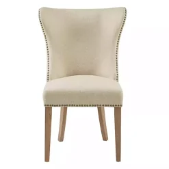 Kirklands Home Dining Chairs|Cream Wing Back Nailhead Dining Chairs, Set of 2 Ivory