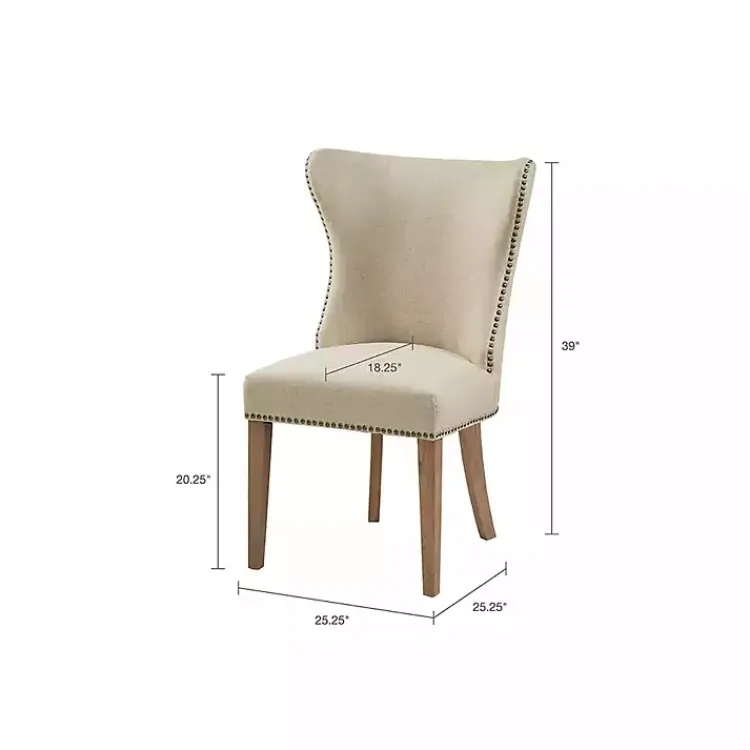 Kirklands Home Dining Chairs|Cream Wing Back Nailhead Dining Chairs, Set of 2 Ivory