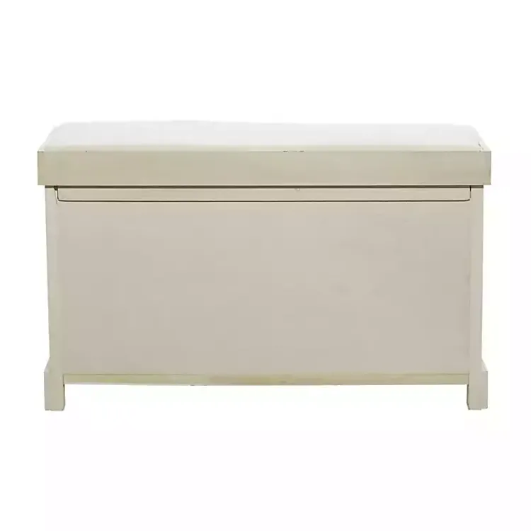 Kirklands Home Entryway Furniture|Cream Wood Bench with Storage Baskets White